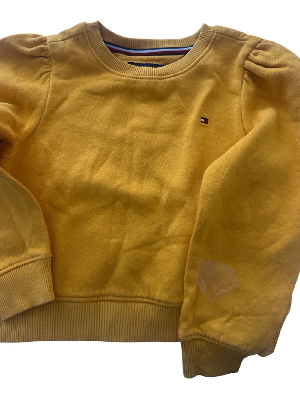 Tommy Hilfiger Girls Yellow Puff-Sleeve Crew Sweatshirt